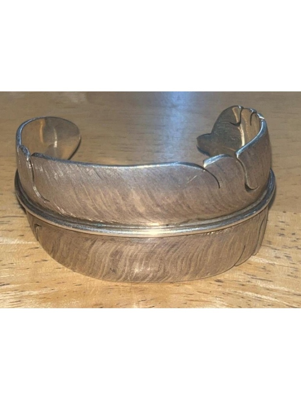 Navajo Vintage deadstock sterling silver feather bracelet statement bracelet
